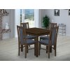 Jedálenský set pre 4 osoby so stolom 90x90 cm a stoličkami v dekore orech/svetlo modrá
