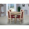 Jedálenský set pre 4 osoby so stolom 90x90 cm a stoličkami v dekore dub sonoma/bordová
