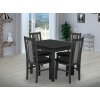 Jedálenský set pre 4 osoby so stolom 90x90 cm a stoličkami v dekore antracit/kohútia stopa