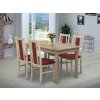 Jedálenský set pre 4 osoby so stolom 120x90 cm a stoličkami v dekore dub sonoma/bordová