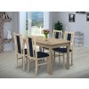 edálenský set pre 4 osoby so stolom 120x80 cm a stoličkami v dekore dub sonoma/tmavo modrá