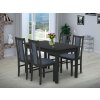 Jedálenský set pre 4 osoby so stolom 140x80 cm a stoličkami v dekore antracit/svetlo modrá