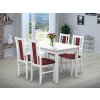 edálenský set pre 4 osoby so stolom 140x80 cm a stoličkami v dekore bielá/bordová