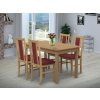 Jedálenský set pre 4 osoby so stolom 140x80 cm a stoličkami v dekore buk/bordová