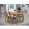 Jedálenský set pre 4 osoby so stolom 140x80 cm a stoličkami v dekore buk/šedá