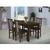 Jedálenský set pre 4 osoby so stolom 140x80 cm a stoličkami v dekore orech/kohútia stopa