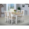 Jedálenský set pre 4 osoby so stolom 140x80 cm a stoličkami v dekore bielá a dub sonoma/béžová