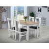 Jedálenský set pre 4 osoby so stolom 140x90 cm a stoličkami v dekore bielá a dub sonoma/kohútia stopa