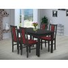 Jedálenský set pre 4 osoby so stolom 140x90 cm a stoličkami v dekore antracit/bordová