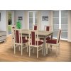 Jedálenský set pre 6 osob so stolom 140x115 cm a stoličkami v dekore dub sonoma/bordová