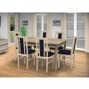 Jedálenský set pre 6 osob so stolom 140x115 cm a stoličkami v dekore dub sonoma/tmavo modrá