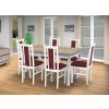 Jedálenský set pre 6 osob so stolom 140x115 cm a stoličkami v dekore bielá s doskou dub sonoma/bordová