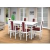 Jedálenský set pre 6 osob so stolom 140x115 cm a stoličkami v dekore bielá/bordová