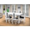 Jedálenský set pre 6 osob so stolom 140x115 cm a stoličkami v dekore bielá/kohútia stopa