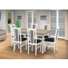 Jedálenský set pre 6 osob so stolom 140x115 cm a stoličkami v dekore bielá s doskou dub sonoma/kohútia stopa