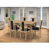 Jedálenský set pre 6 osob so stolom 140x115 cm a stoličkami v dekore buk/tmavo modrá