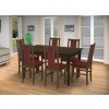 Jedálenský set pre 6 osob so stolom 140x115 cm a stoličkami v dekore ořech/bordová