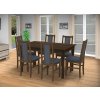 Jedálenský set pre 6 osob so stolom 140x115 cm a stoličkami v dekore ořech/svetlo modrá