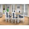 Jedálenský set pre 6 osob so stolom 140x115 cm a stoličkami v dekore bielá s doskou dub sonoma/svetlo modrá