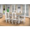 Jedálenský set pre 6 osob so stolom 140x115 cm a stoličkami v dekore bielá s doskou dub sonoma/béžová