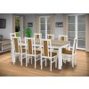 Jedálenský set pre 8 osob so stolom 190x115 cm a stoličkami v dekore bielá s doskou dub sonoma/žltá
