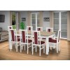 Jedálenský set pre 8 osob so stolom 190x115 cm a stoličkami v dekore bielá s doskou dub sonoma/bordová