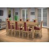 Jedálenský set pre 8 osob so stolom 190x115 cm a stoličkami v dekore buk/bordová