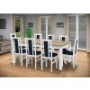 Jedálenský set pre 8 osob so stolom 190x115 cm a stoličkami v dekore bielá s doskou dub sonoma/tmavo modrá
