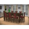 Jedálenský set pre 8 osob so stolom 190x115 cm a stoličkami v dekore orech/bordová
