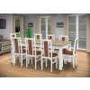 Jedálenský set pre 8 osob so stolom 190x115 cm a stoličkami v dekore bielá s doskou dub sonoma/škoricová