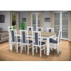 Jedálenský set pre 8 osob so stolom 190x115 cm a stoličkami v dekore bielá s doskou dub sonoma/svetlo modrá
