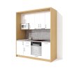 Sektorová kuchynská linka VS 205 KL11 v dekore buk s bielymi dverami v lesku