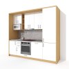 Sektorová kuchynská linka VS 265 KL22 v dekore buk s bielymi dverami v lesku