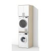 Vysoká kúpeľňová skrinka na práčku a sušičku K48 v dekore agát s bielymi dverami