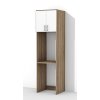 Vysoká kúpeľňová skrinka na práčku a sušičku K48 v dekore dub sonoma tmavý s bielymi dverami