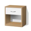 Nočný stolík Summer v dekore buk s bielou zásuvkou