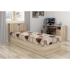 Posteľ Radana 90x200 s odkladacím priestorom a perináčom dekoru dub sonoma svetlý a Mega 42