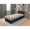 Posteľ Radana 100x200 s odkladacím priestorom a perináčom vo farebnej kombinácii antracit, agát a Mega 44