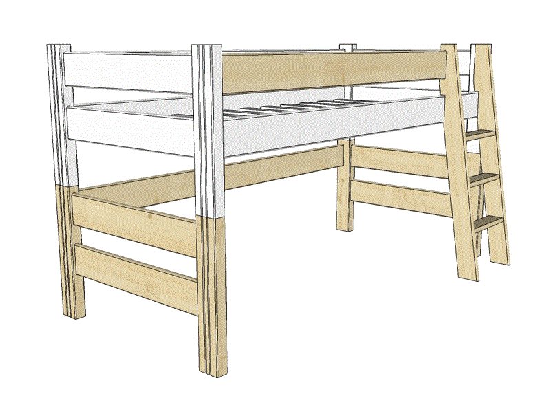 Gazel Sendy zvyšující díl 60 cm a schůdky smrk bílá