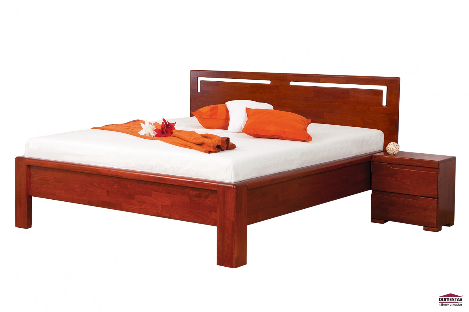 Domestav FLORENCIA manželská postel čelo rovné s výřezy L 180 cm buk cink mořený