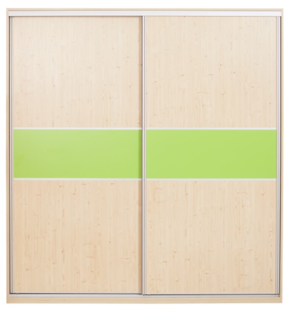 Domestav - Skříň s posuvnými dveřmi 195 cm, lamino dveře smrk, bílá