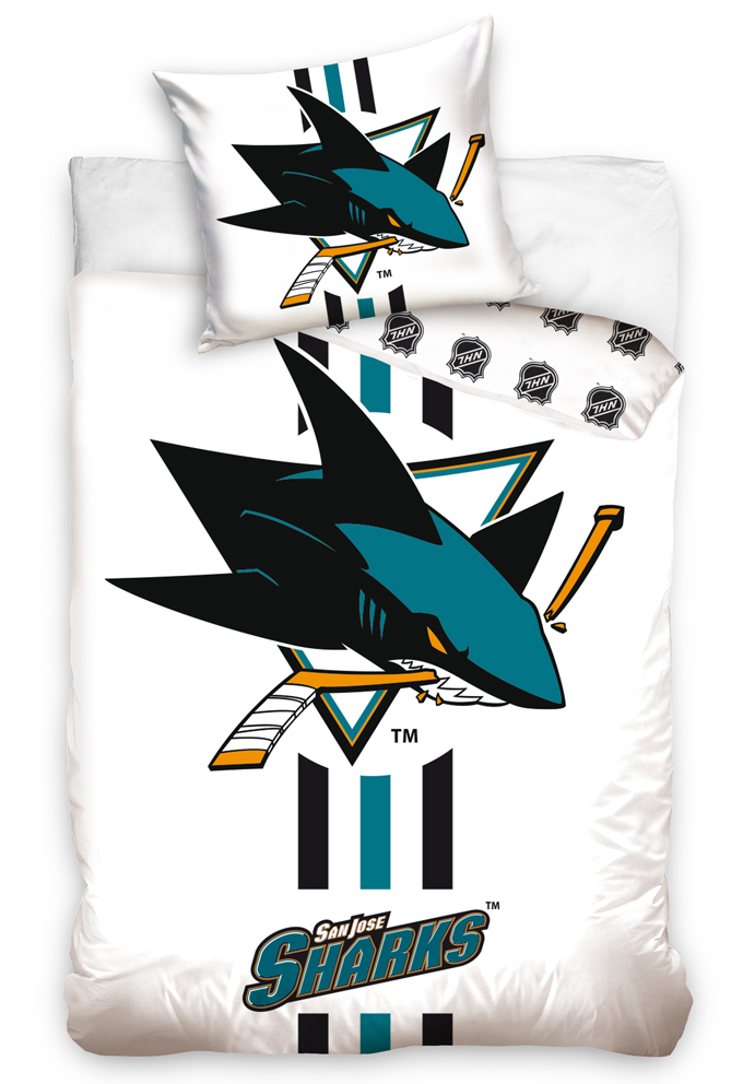 TipTrade s.r.o. Hokejové povlečení NHL San Jose Sharks White 140x200 + 70x90