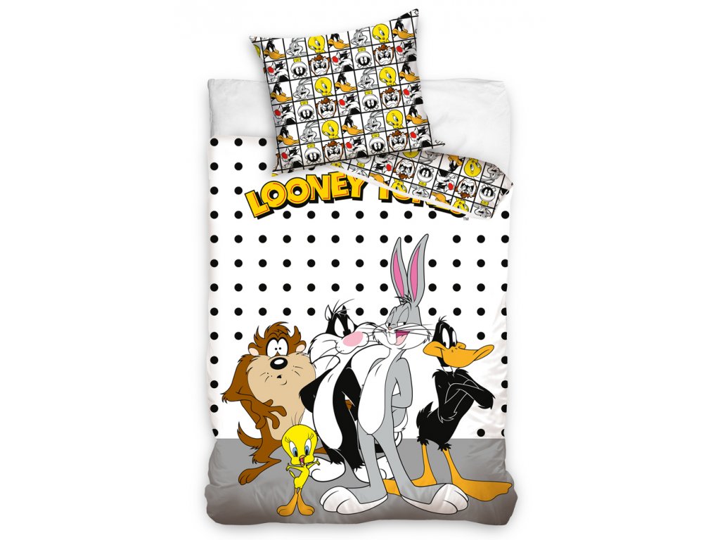 Carbotex Bavlněné povlečení Kamarádi z Looney Tunes 140x200 + 70x90 cm