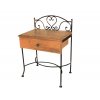 kovaný noční stolek s dřevěnou deskou se zásuvkou Malaga