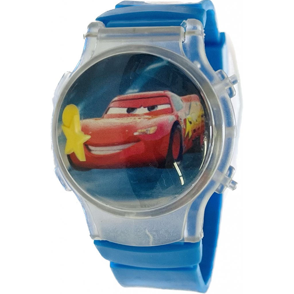 Dětské 3D digitální hodinky Auta Blesk McQueen modré Cars|Načančaná.cz