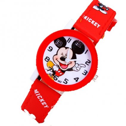 Dětské hodinky Veselý Mickey mouse červené