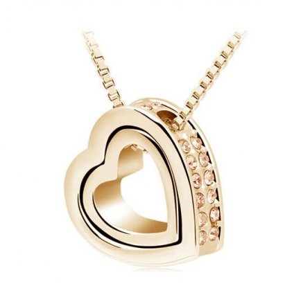 Zlatý náhrdelník Dvojité srdce