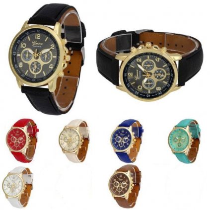 Kožené hodinky Geneva Platinum chrono 