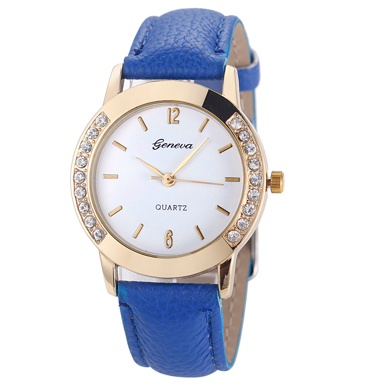 Načančaná.cz Dámské kožené hodinky Geneva Elegance II - 5 barev Barva: Modrá
