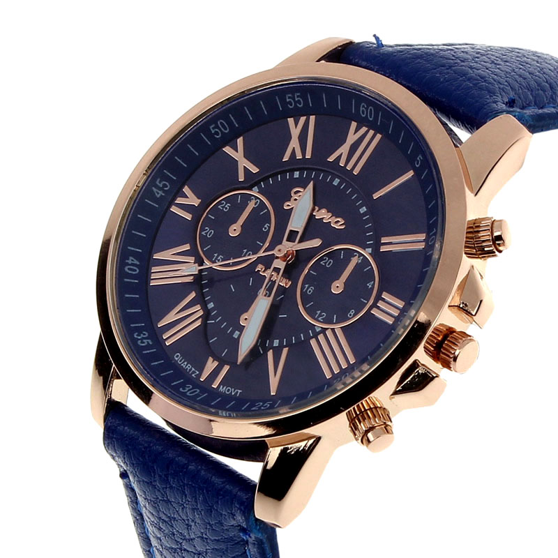 Načančaná.cz Unisex kožené hodinky Geneva Atraktivnost - 5 barev Barva: Modrá